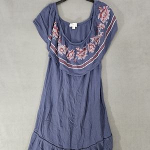 Knox Rose Womens Midi Dress Size XL Sleeveless Cottagecore Boho Blue Embroidery